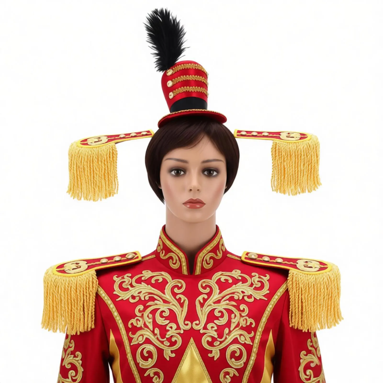 

Circus Ringmaster Fascinators Headband Military Fringe Shoulder Epaulettes Halloween Carnival Costume Lion Tamer Mini Top Hat
