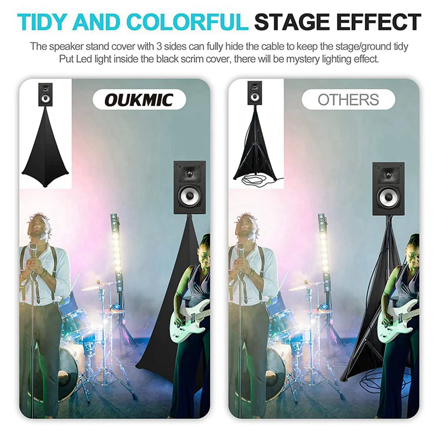 FULL-4X Speaker Stand Cover, DJ Speaker Stand Tripod Scrim Skirt With Carry Bag, 360 Degree Black Cover For Wedding,Stage Gig