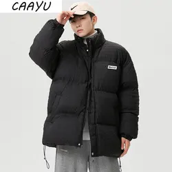 CAAYU 2022 Winter Down Jacket Men's Fashion Casual Harajuku Oversized Coat Japanese Streetwear Windproof Outwear Down Coat Male