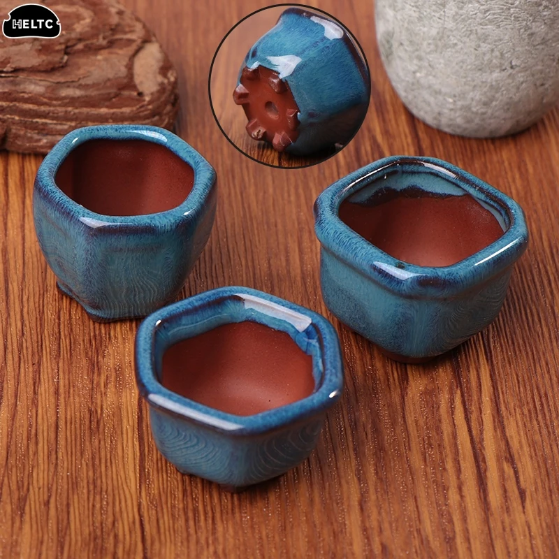 Mini Plant Pots Flower Pot With Holes Garden Chinese Style Bonsai Flowerpot Purple Sand Craft Plant Pot Planter Home Decoration