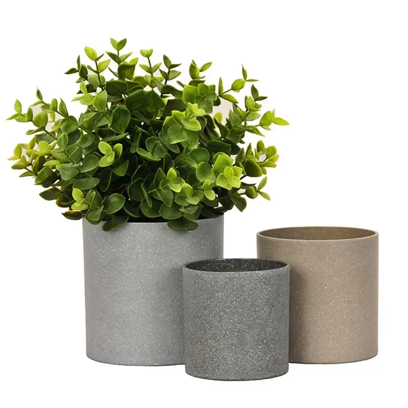 for Cylinder Plastic Flower Pot Artificial Plants And Flowers With Pots