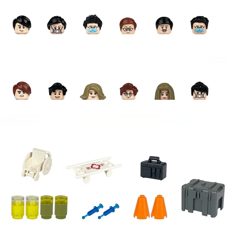 Medical Staff Rescue Patient Stretcher 10pcs Accessories MOC Mini Third Party Building Block Figures Parts Brick Toys for Boys