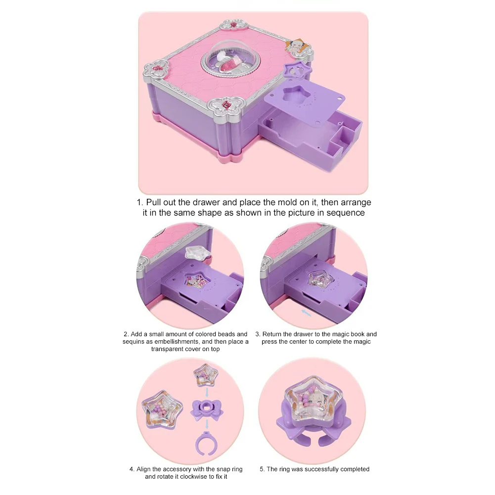 마법의 책 DIY 보석 반지 키트 어린 소녀들을 위한 신기한 마법의 보석 만들기 키트 생일 선물