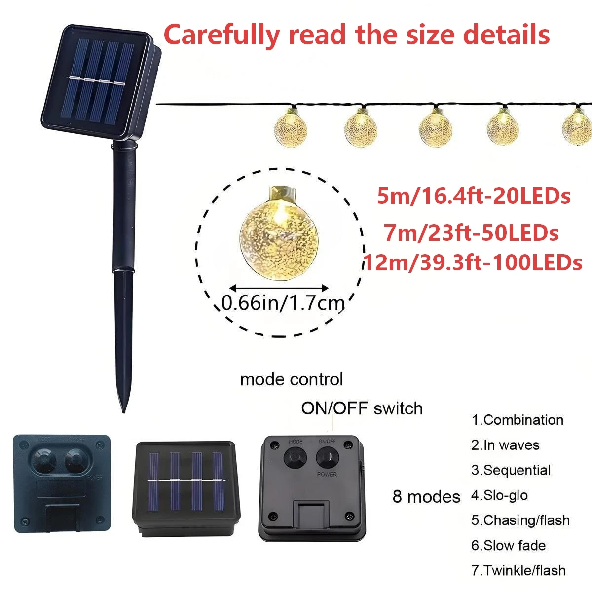 Christmas Decorations-Solar Garden Decorative String Lights Bubble Ball Fairy Lights Solar Powered 8 Modes Flashing-Outdoor Yard Decor