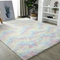 RULDGEE Soft Velvet Tie-dye Mat Thick Washed Shaggy Carpet Plush Alfombra Children Bed Room Fluffy Floor Window Bedside Rugs