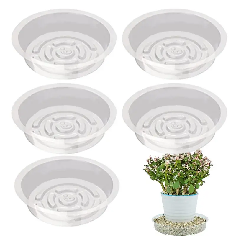 5pc Transparent Flower Pot Trays Gardening Potted Plant Bottom Dish Plant Saucer Pot Trays Snack Container Desktop Trash Storage