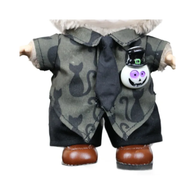 17 سنتيمتر دمى الملابس ل Labubu الزي اكسسوارات الجلوس حفلة الهالوين خدعة أو علاج سلسلة ملحق قميص القط الأسود #5