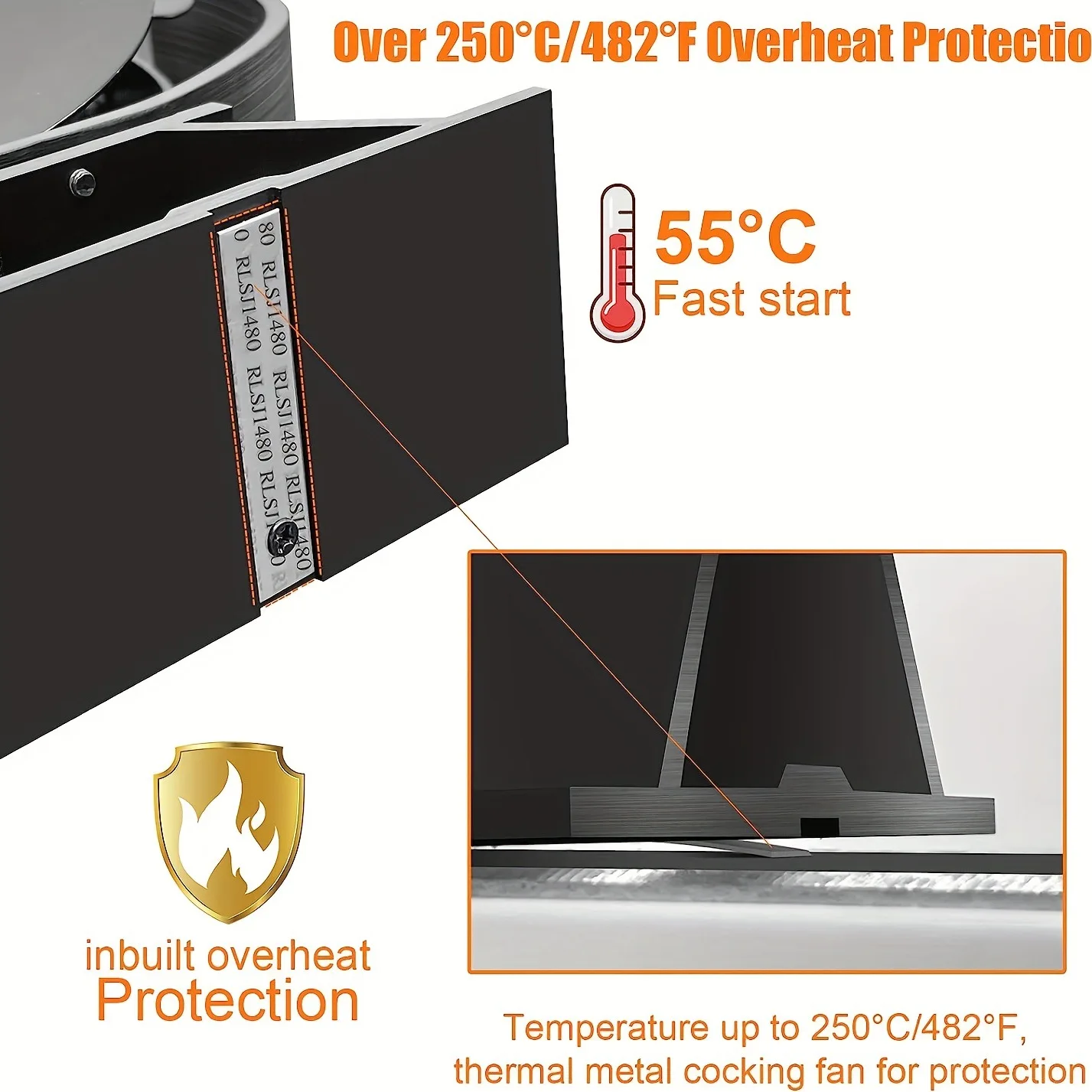 مروحة طاقة حرارية مزدوجة الرأس مكونة من 12 ورقة مع محرك صامت مزدوج، سخان مغناطيسي لتنشيط التسخين غير الكهربائي للمدفأة #4