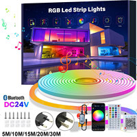 Dc 24V Ip 65 Waterproof Outdoor Rgb Neon Led Lights Strip 5M 10 Meter 15M 20M 30M Led Room Light Bluetooth App Neon Rope Ribbon