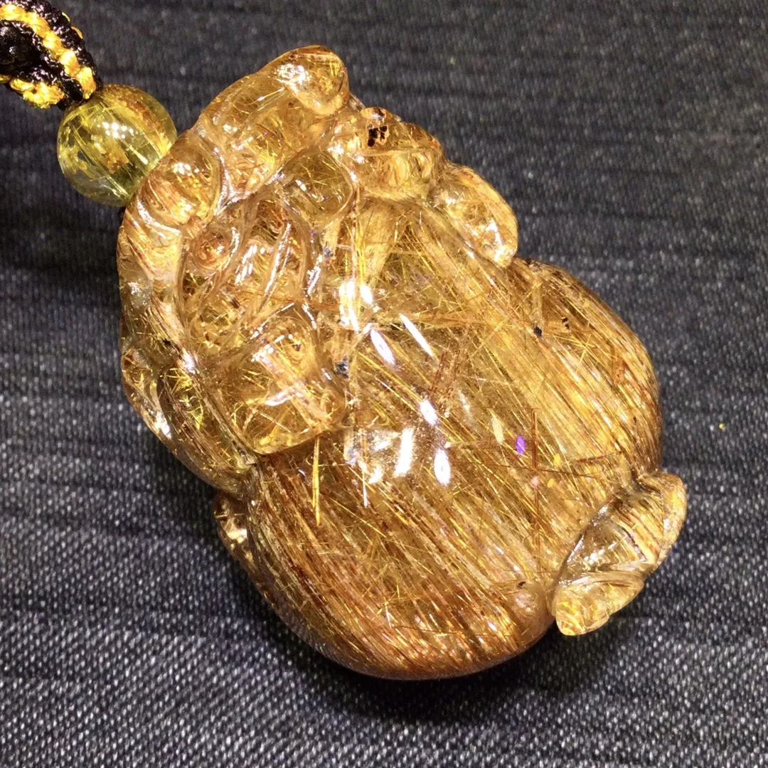 النحاس الطبيعي Rutilated قلادة كوارتز مستطيل Rutilated الكوارتز 32*24*19 مللي متر الرجال النساء البرازيل AAAAAAA #4