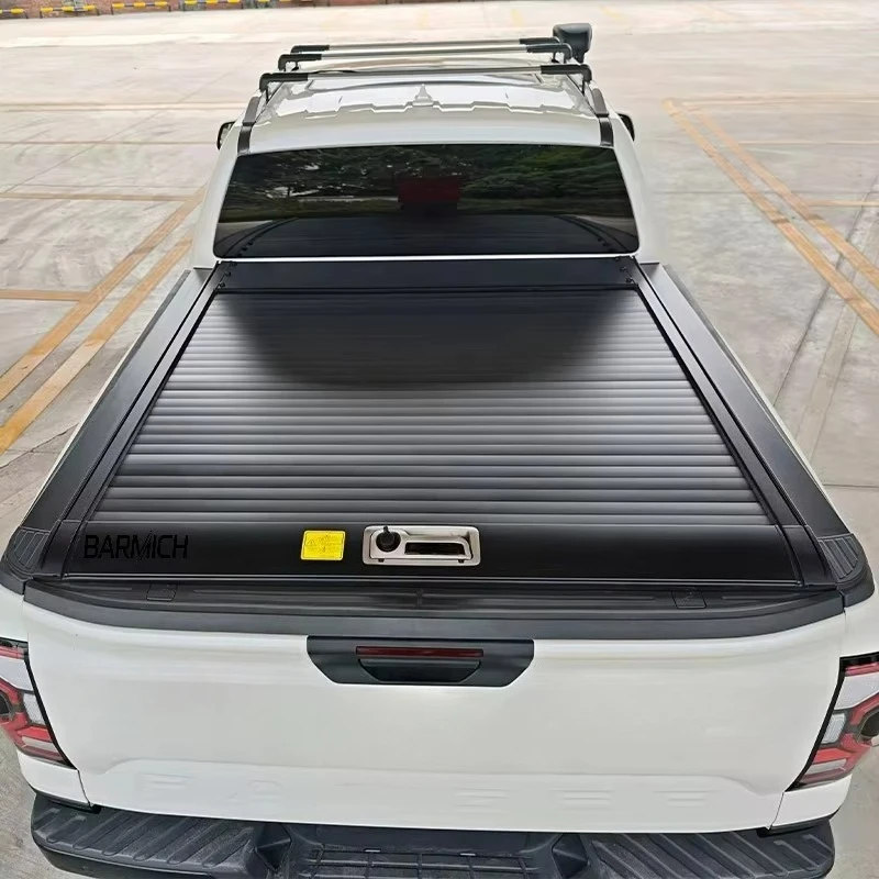 Electric Heavy Duty Aluminum Retractable Pickup Truck Tailbox Roll-Up Shutter Lockable Waterproof for Universal Fit