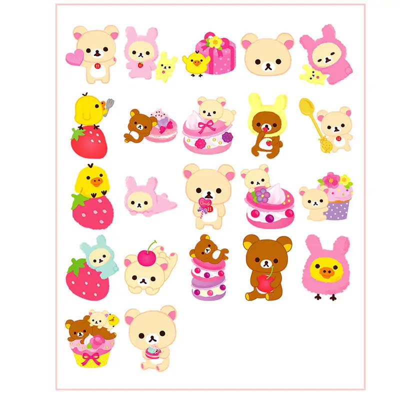 44pcs Kawaii Rilakkuma Strawberry Bear Stickers Diy Water Cup Hand Ledger Mobile Phone Case Decoration Sticker Decal Girl Gift