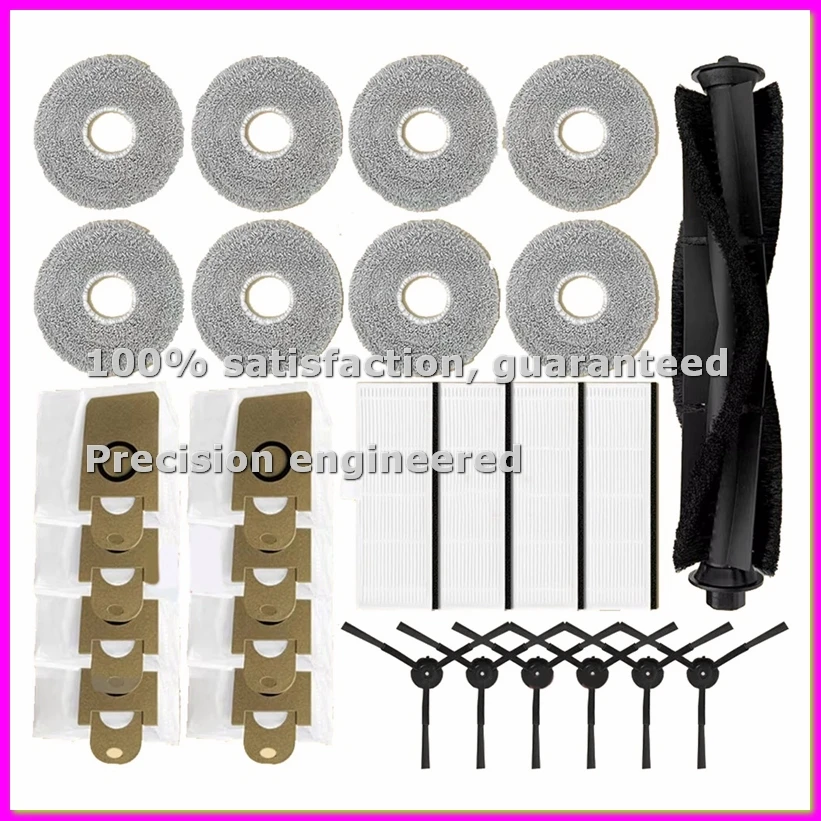 Pièces de rechange pour aspirateur M9 : brosse principale, brosses latérales, filtre HEPA, tampons de serpillière, chiffons, sac