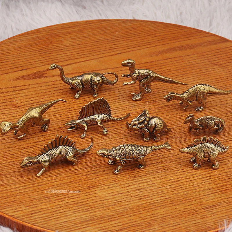 

Solid Brass Jurassic Dinosaur Small Vintage Statue Office Desktop Ornaments Tea Pet Crafts Feng Shui Ornament Miniatures