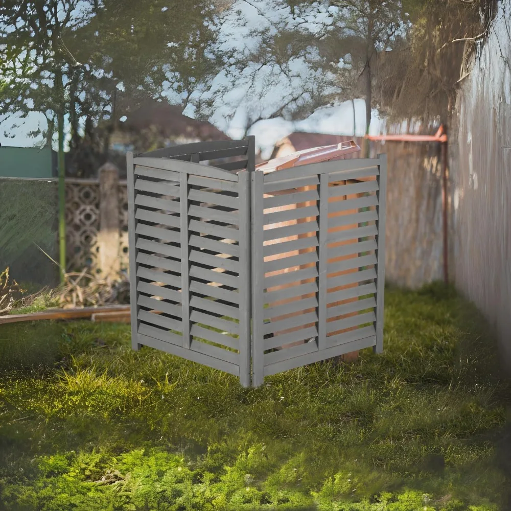 Recinzione per condizionatore d'aria da 32 W x 38 H, schermo per recinzione per pattumiera a 3 pannelli per unità esterna, recinzione per attrezzature per piscine, recinzione AC per privacy in legno