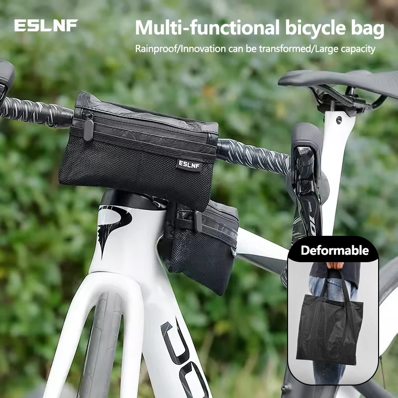 

ESLNF Multi-functional Bicycle Bag Rainproof It Can Be Transformed Into A Handbag Mini Cycling Front Bag Outdoor Portable Bag