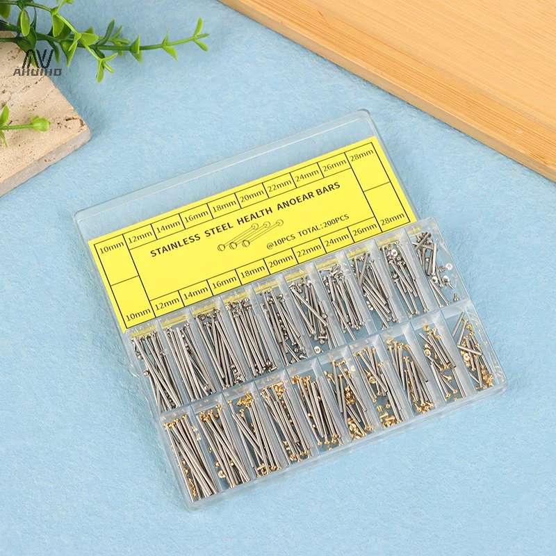 200Pcs/Box 10-28MM Watch Strap Screws Rod Watch Link Pins Clasp Bracelet Rivet End Screw Assortment Set Watch Repair Parts