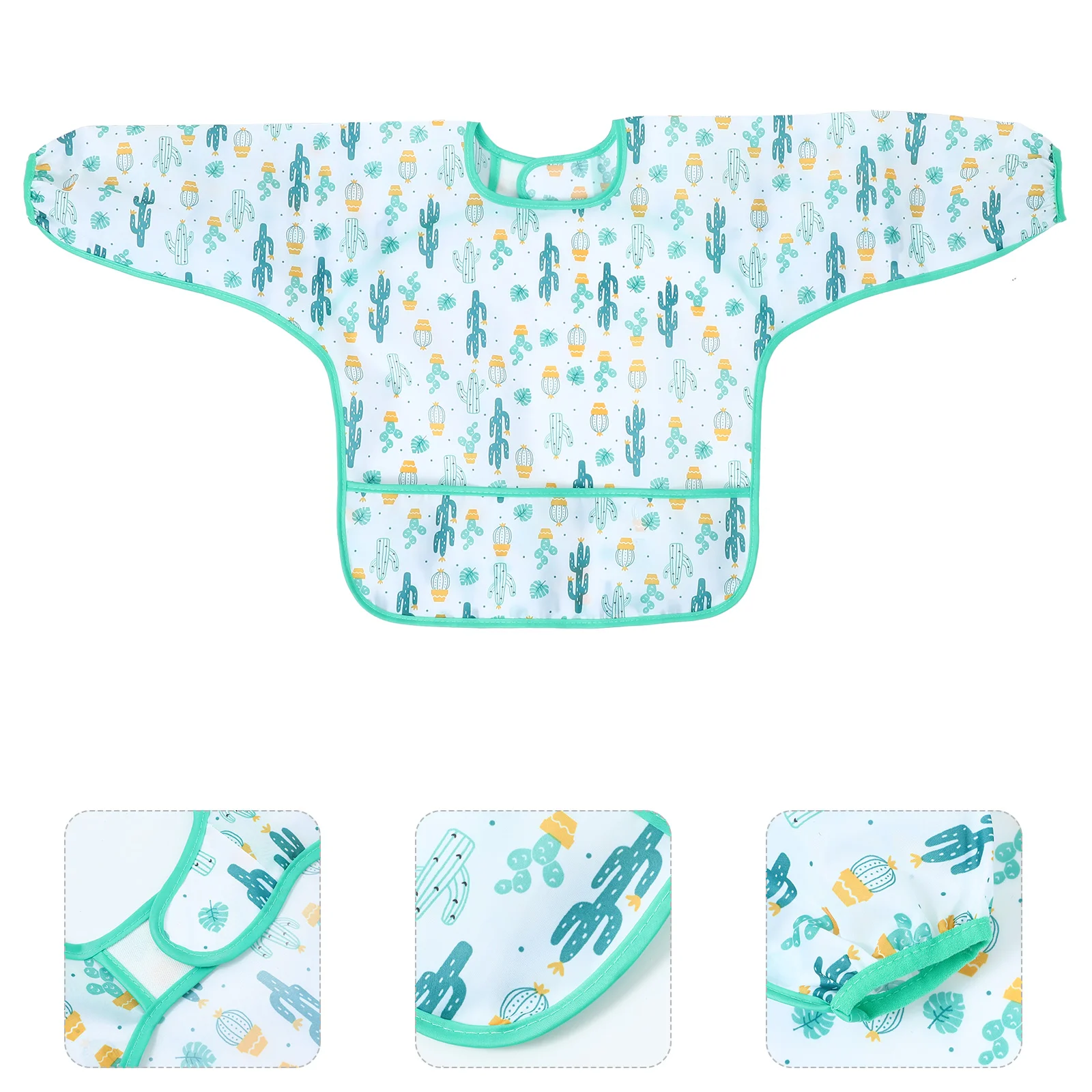 Bibs Baby Eating Reusable Long Sleeve for Infant Toddler Cactus Full with Smock Child