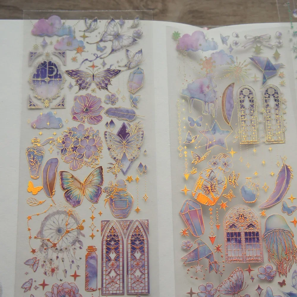 3 أوراق الذهب العالم تحت الماء في المرآة السحرية تصميم بولي كلوريد الفينيل ملصق هدية علامة هدية الديكور سكرابوكينغ ملصق يدوي الصنع