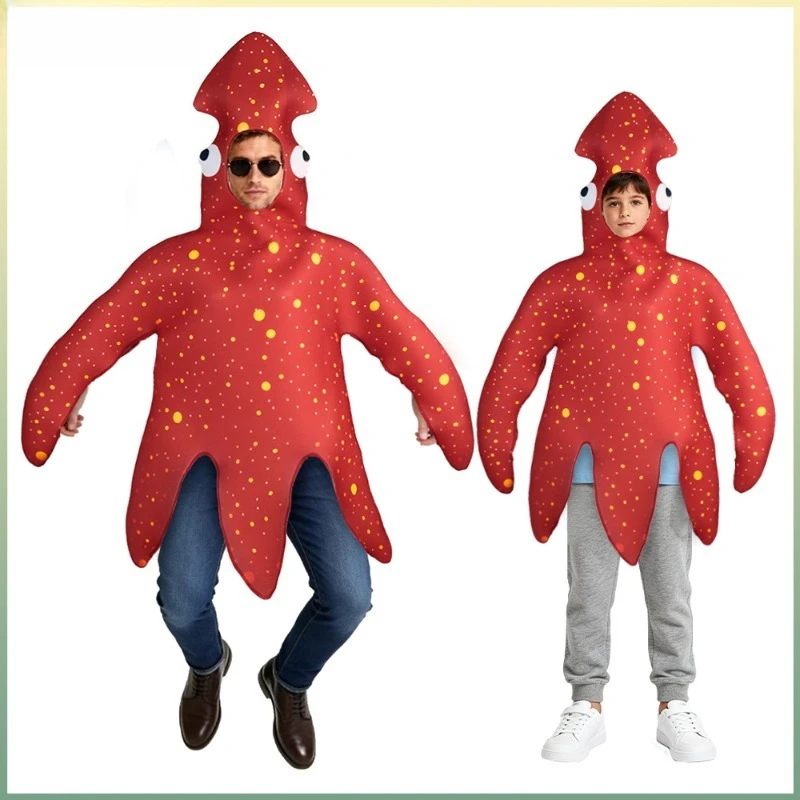 

Halloween Cosplay Costume Funny 3D Printing Octopus Jumpsuit Performance Props Theme Party Role Playing Parent-child Outfits