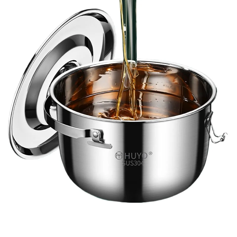 

LH stainless steel lard tank household oil pot with lid high temperature resistant oil tank with filter screen