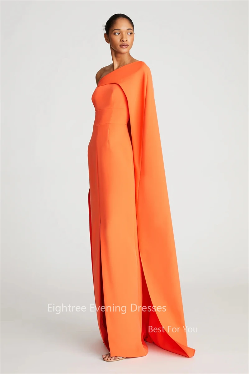 Eightree One Shoulder Party Dresses  فساتين السهرة  Prom Gowns Graduation Dress Women Modest Cape Sleeve Orange Vestidos Outfits