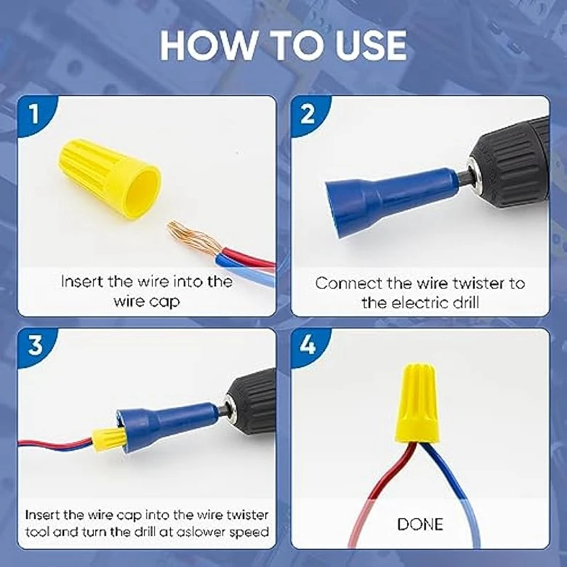 Wire Nuts Twister, Wire Twisting Tool Set Twisting Wire Connector Socket, Wire Twister Tool Kit For Drill Wire Connector Driver