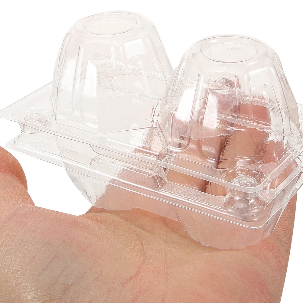 

100pcs Carton 2-Slot Plastic Egg Container For Storage Packaging Transparent Egg Holder Bulk Organizer Refrigerator Storage