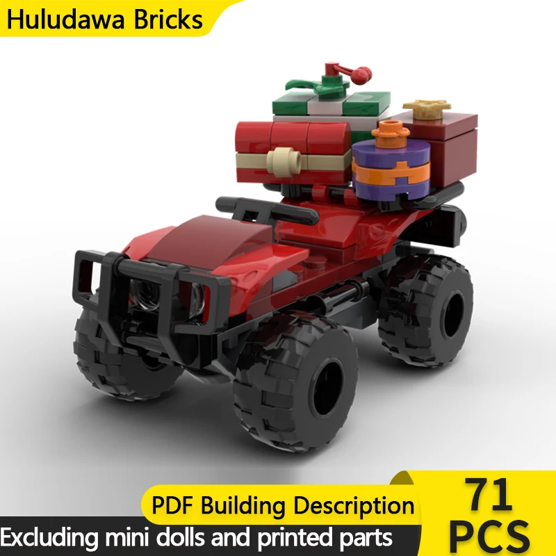 

Модель Street View MOC, строительные кирпичи, рождественский квадроцикл и подарки, модульная технология, детские праздничные подарки, сборка игрушек, костюм