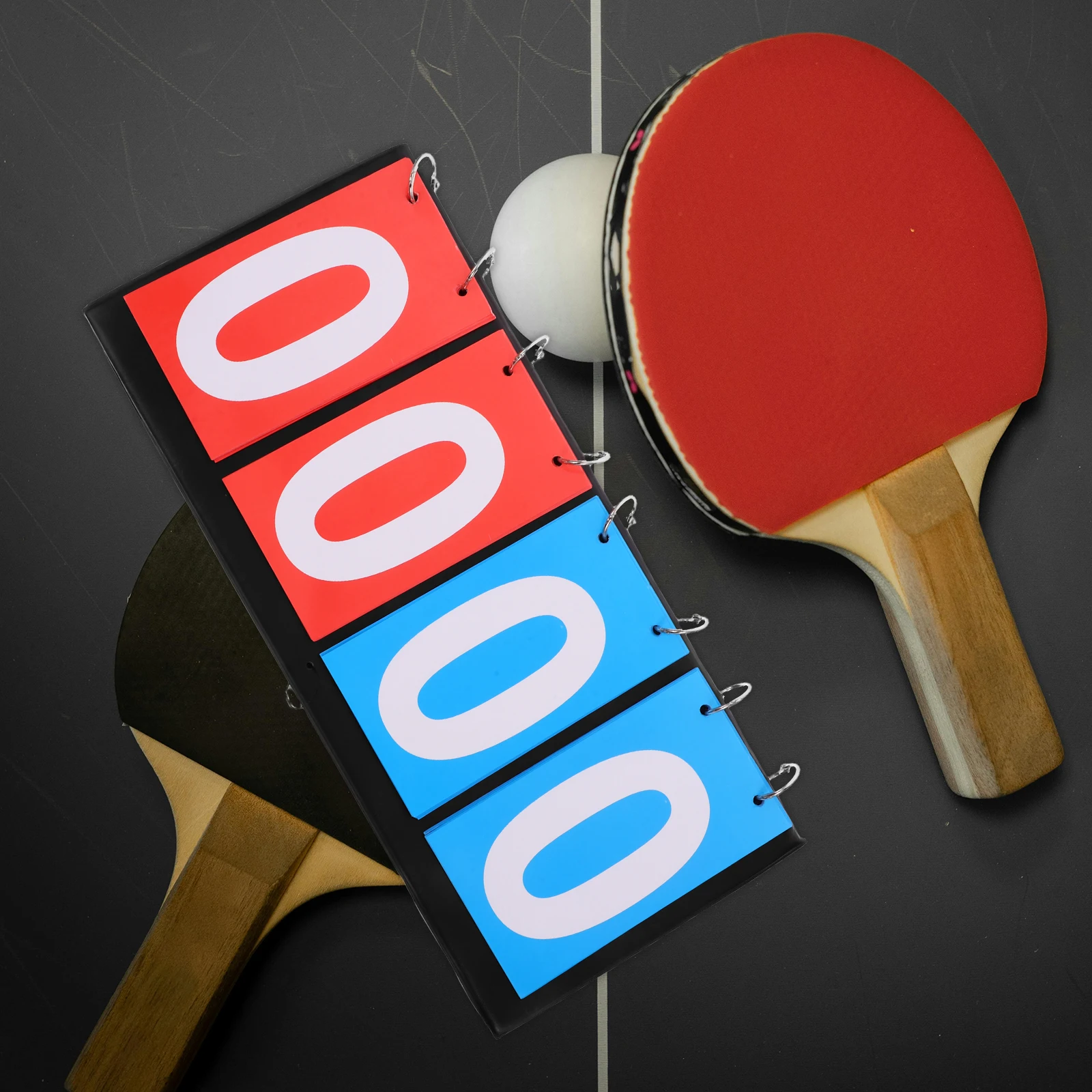 

Four- Scoreboard Flipper Red Blue Portable Sports Score Keeper for Volleyball Basketball Table Tennis Game Team Sport