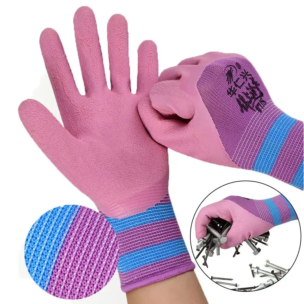 Latex Wrinkles Working Gloves Tool 15 Needles Nylon Protective Mittens Anti-slip Wear-resistant Rubber Coated Glove Female