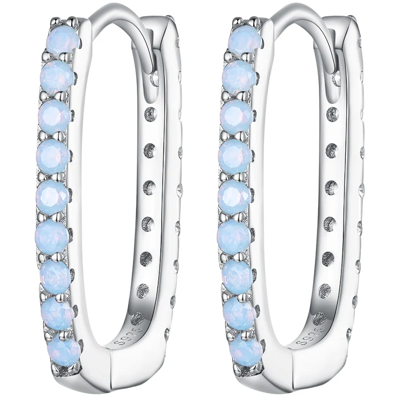 

925 Sterling Silver Purple Zircon Ear Buckles Sparkle CZ Hoop Earrings for Women Birthday Gift Fine Jewelry