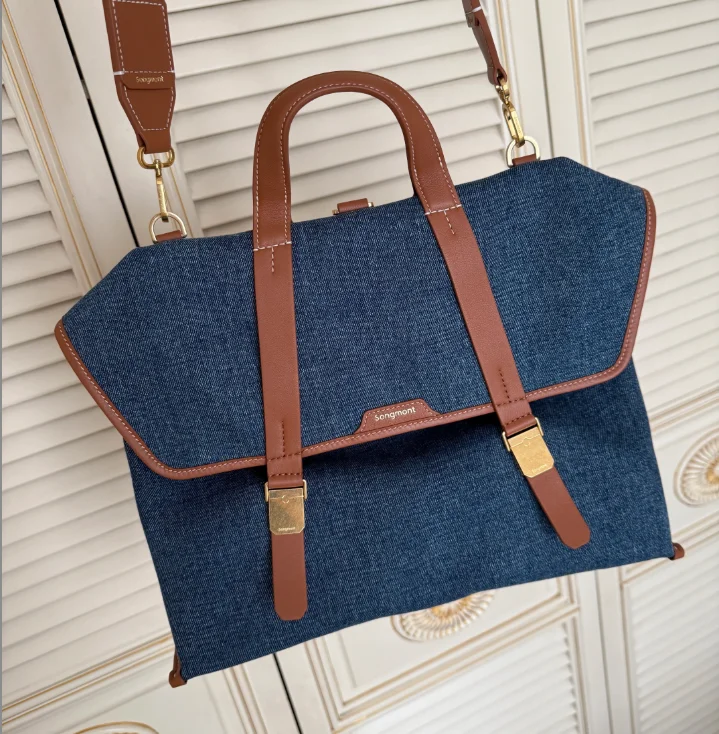 Nouveau Sac à Dos Vertical Décontracté pour le Quotidien et le Shopping, Version Rétro, Grande Capacité, en Toile Denim, pour Documents et Ordinateur, Tendance 2026