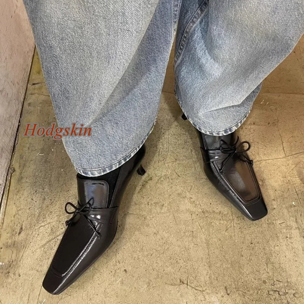 

Туфли-лодочки без шнуровки с мелким квадратным носком, женские туфли-лодочки на шпильке с узлом-бабочкой, новые поступления 2025, осенне-зимние модные повседневные туфли-лодочки