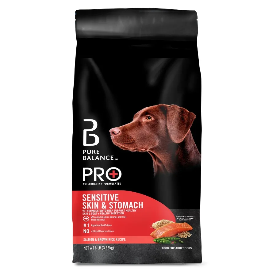 

Pro+ Sensitive Skin and Stomach Dog Food, Salmon and Rice Recipe, 8 lb Bag