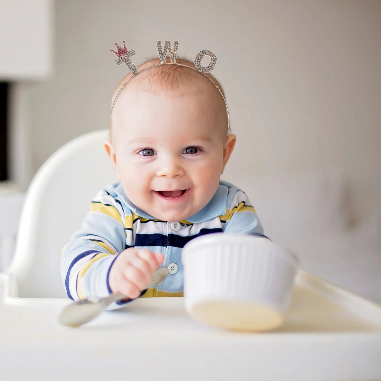 

2nd Birthday Toddler Girls Headb Crown Princess Golden Two Year Decorations Kids Party Accessories Girls Hairb