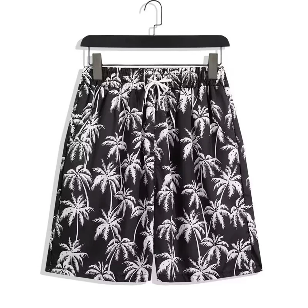 

For Beach Activities Drawstring Swimwear Elastic Five Point Pant Beach Vacation Lightweight Summer Wear Print Pattern