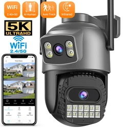 Cámara IP PTZ de 5K y 10MP con WIFI, lente Dual, pantalla Dual, para exteriores, 5MP, HD, seguimiento automático, protección de seguridad, vigilancia CCTV