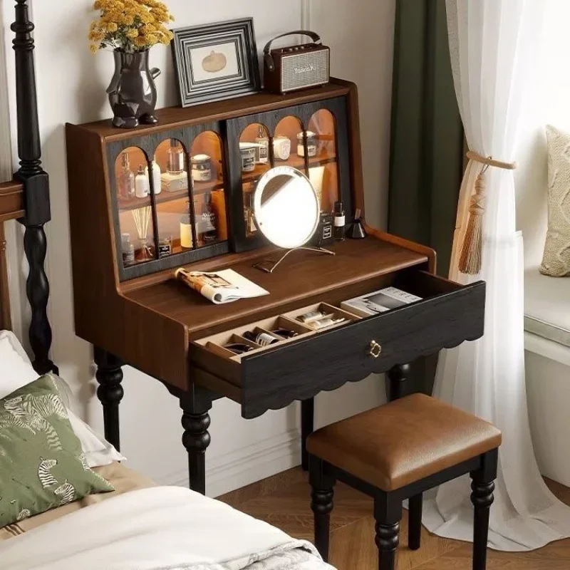 Francês retro vestir pequeno apartamento quarto pequena mesa estreita maquiagem simples americano penteadeira de madeira maciça
