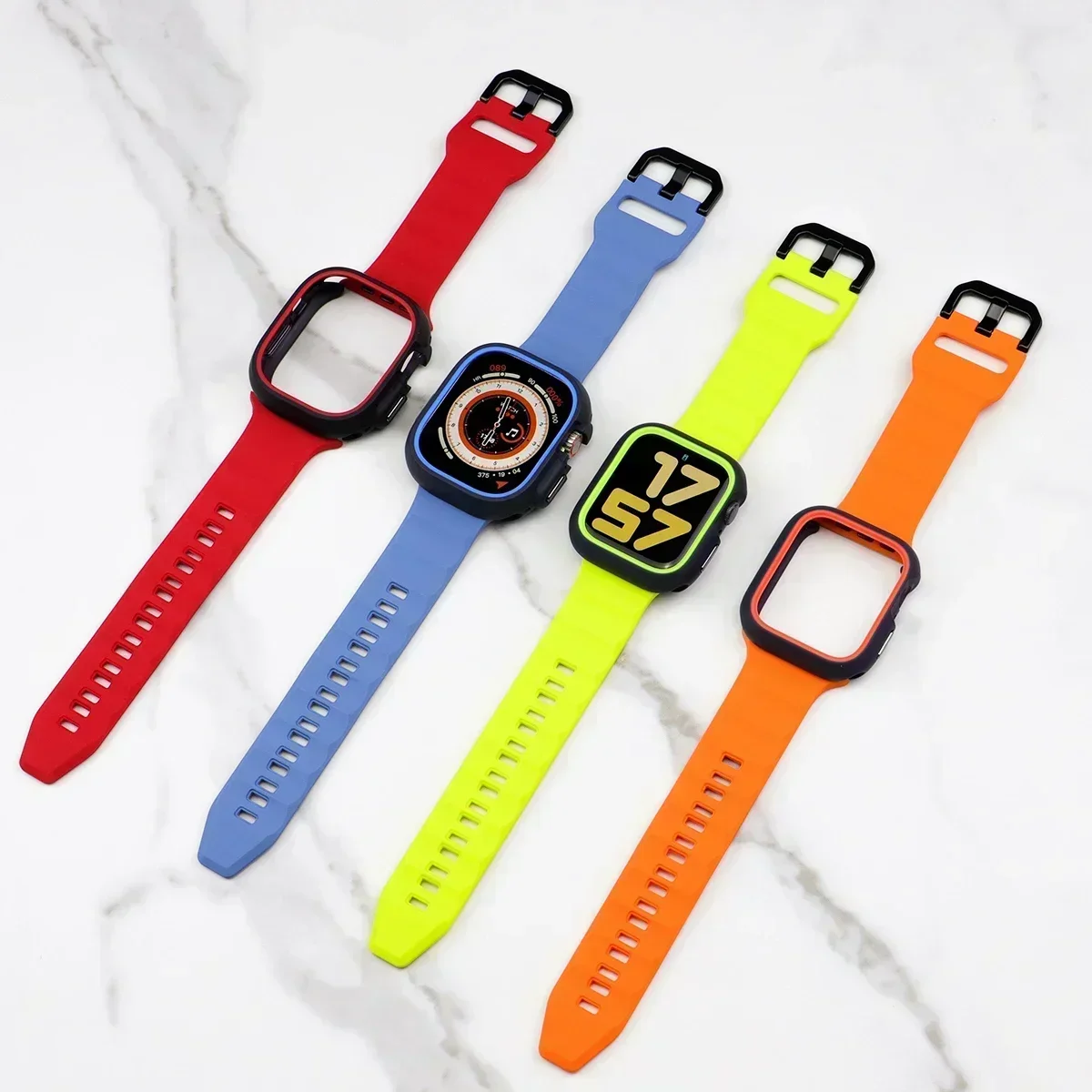 Silicone Sport Strap+Case for apple watch 9 8 7 6 SE 5 Ultra 2 Belt Bracelet Iwatch Series 49mm 45mm 41mm 44mm Protective Cover