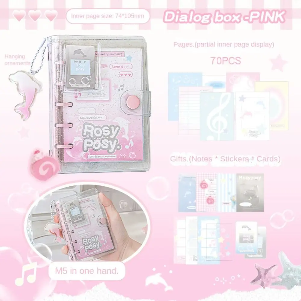

Daily Notes Retro Style Mini Transparent Notepad Stationery Card Display Loose-leaf Notebook Set PVC Cute Mini Loopbook Planner
