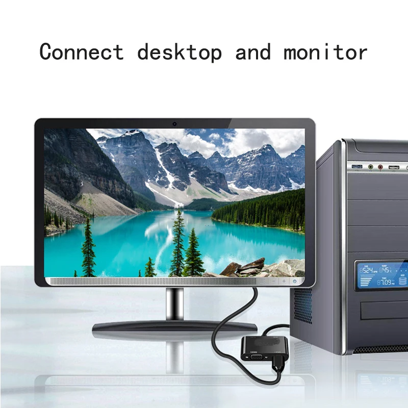 Adapter VGA 1080P, kompatibel dengan HDMI ke HDMI, 4 in 1 4K, adaptor Splitter internet, berbagi, LAN extender