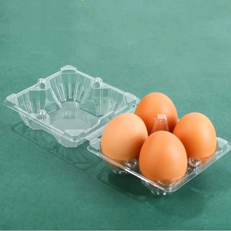 100pcs Transparent Disposable Eggs Packaging Boxes with Cover Tray Supermarket Sales Packaging Thick Duck Egg Storage Box