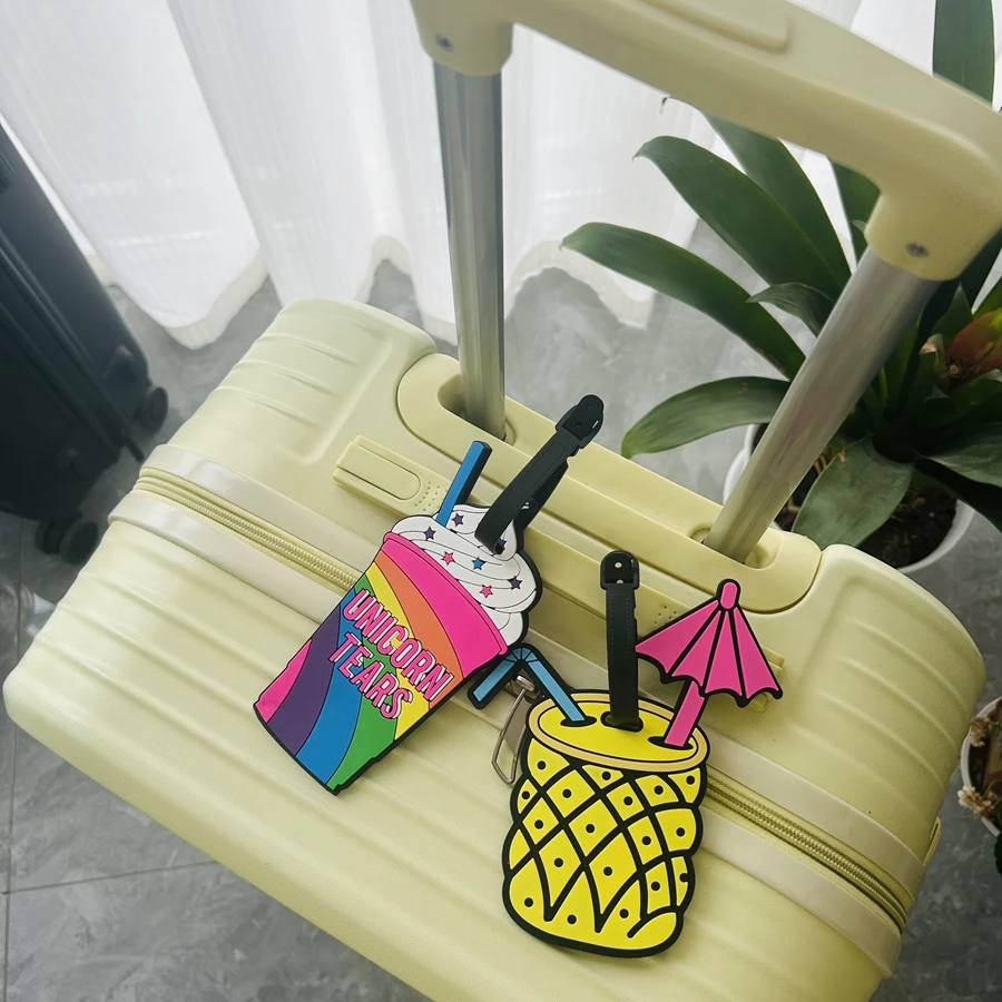 1/2pcs ฤดูร้อนห้องพักช่วงวันหยุดไอศกรีมแท็กกระเป๋าเดินทาง PVC วันหยุดอุปกรณ์เสริมกระเป๋าเดินทางแท็กซิลิโคนแบบพกพาแท็กชื่อ