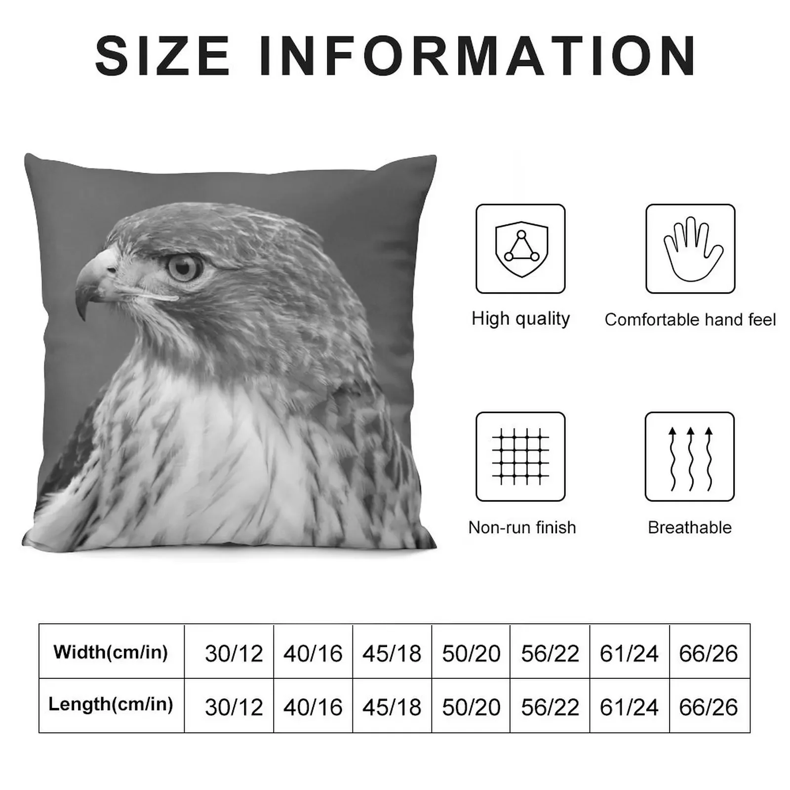 Red Tail Hawk Profile Black and White Throw Pillow Pillowcases Cushion Covers Sofa pillowcases for sofa cushions pillow