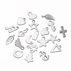 30Pcs/Lot Stainless Steel Charms Geometry Notes Cross Shape Blank Pendants for DIY Neacklace Bracelet Jewelry Making Accessories