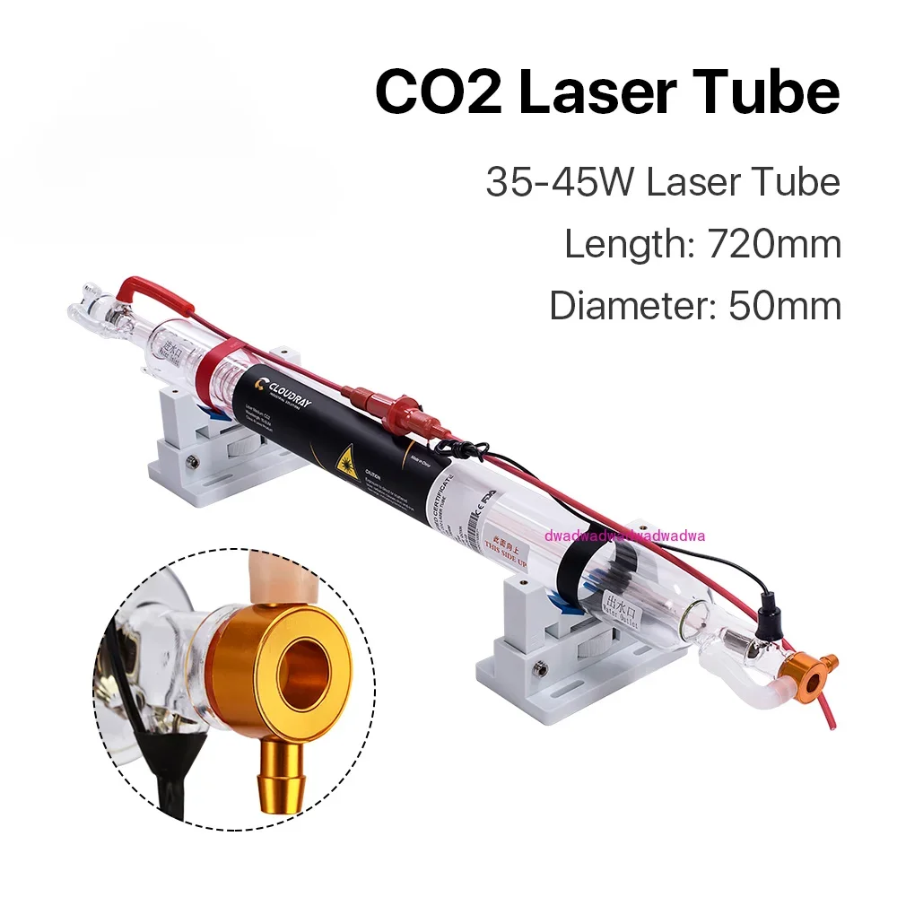 

35-45W Co2 Laser Upgraded Metal Head Tube 720MM Glass Pipe Lamp for CO2 Laser Engraving Cutting Machine