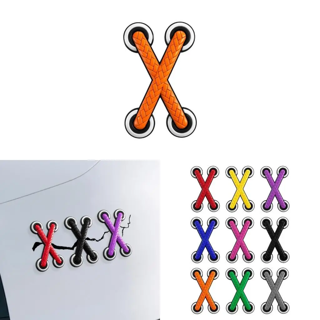 PVC Car Motorcycle Decorative Sticker With 3D Woven Shoelace Design Sticker For Vehicle Multiple Color Option  