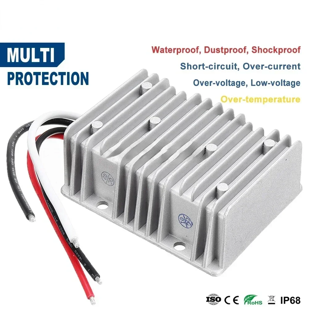 8-40V/36V to 12V 30A 25A 20A 15A 10A 6A 4A 3A DC DC Power Converter Automatic Buck-Boost 12V Voltage Power Supply for Cars Solar