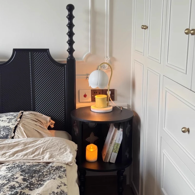 French Retro Solid Wood Side Table Small Storage Cabinet Sofa Side Cabinet Simple Modern Antique Living Room Small Table